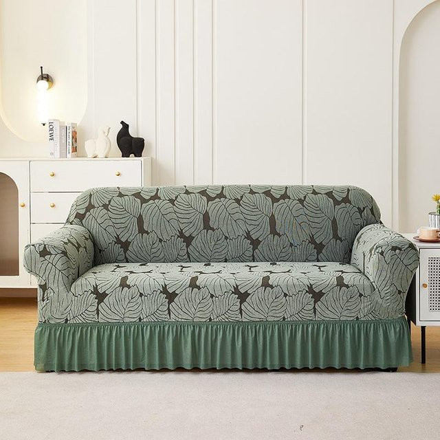 Oulylan Jacquard Sofabezug für Ecksofas, wasserabweisend und rutschfest, Farbe: Grün - Bild 1