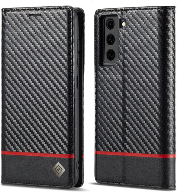 Samsung Handyhülle aus Kohlefaserleder in Schwarz für S25, S24+, S23 Ultra, S21 FE und S22 Ultra - Bild 1