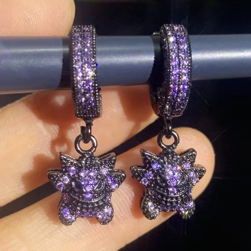 Bandai Pokémon Gengar Ohrstecker, Zirkonia, Schwarz, Unisex - Bild 3
