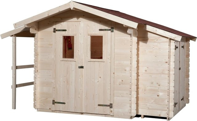 Weka Holz-Gartenhaus Bologna Plus mit Satteldach, unbehandelt, B: 340 cm, T: 258 cm, H: 216 cm - Bild 1