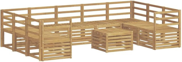 vidaXL Outdoor-Sofagarnitur aus Akazie Massivholz in Weiß, 10-teiliges Set mit Tisch und Polstern, B/T/H: 59 x 59 x 37 cm - Bild 1