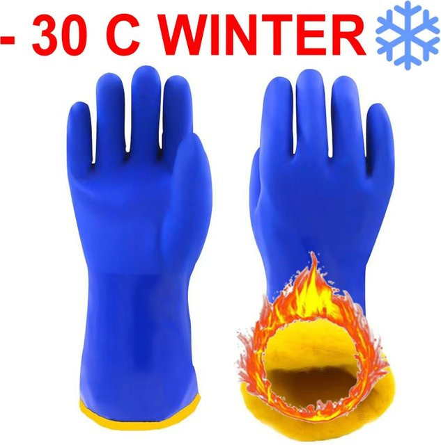 Fischer Thermohandschuhe für Männer, wasserdicht und rutschfest, blau, Nitril-Beschichtung für Kälteschutz bis -30 Grad - Bild 1