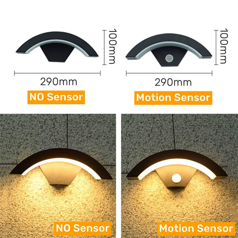 Khelse Moderne LED Außenwandleuchte mit Bewegungssensor, Wasserdicht IP65, Aluminium, Warmweiß 3000K - Bild 4