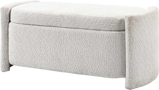 HOMCOM Sitzbank mit Stauraum und Deckel in Samtoptik, Farbe: Creme, B/T/H: 105 x 44 x 45,5 cm - Bild 1