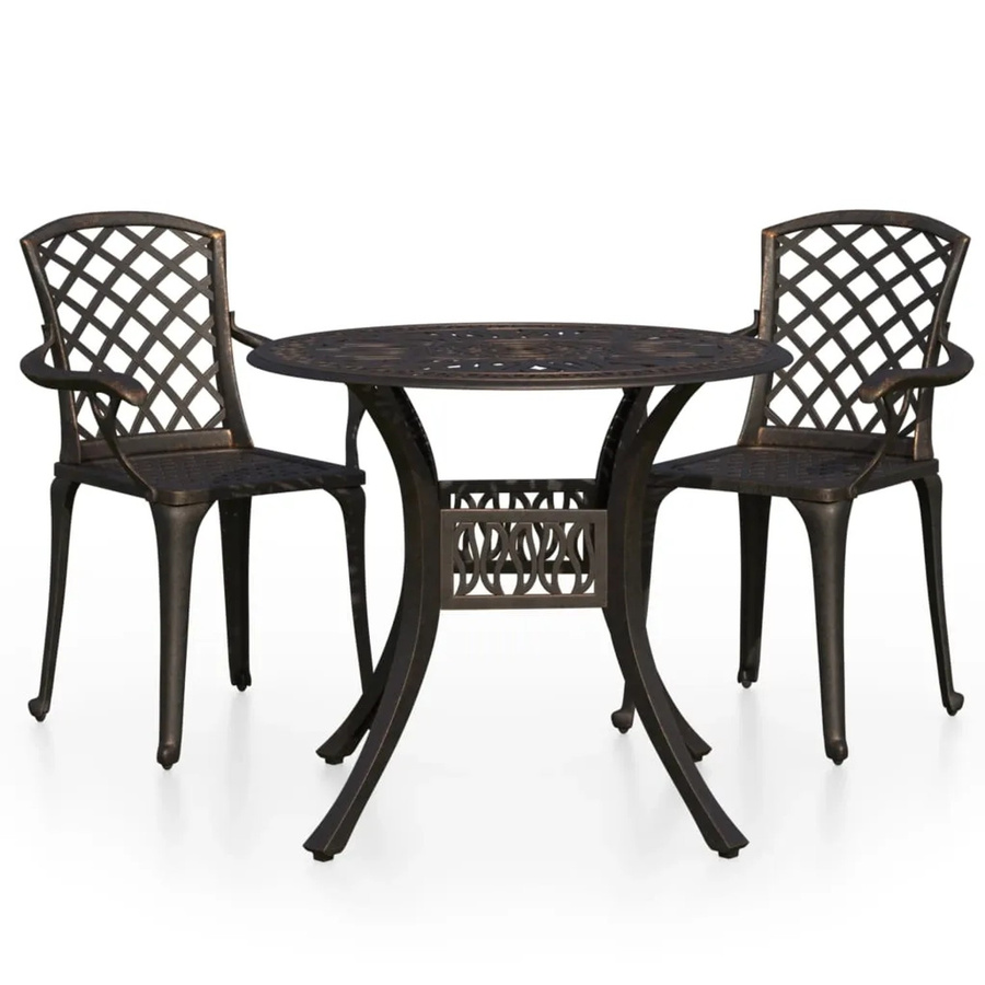 vidaXL 3-teiliges Bistro-Set aus Aluminiumguss in Bronze für den Außenbereich - Bild 2