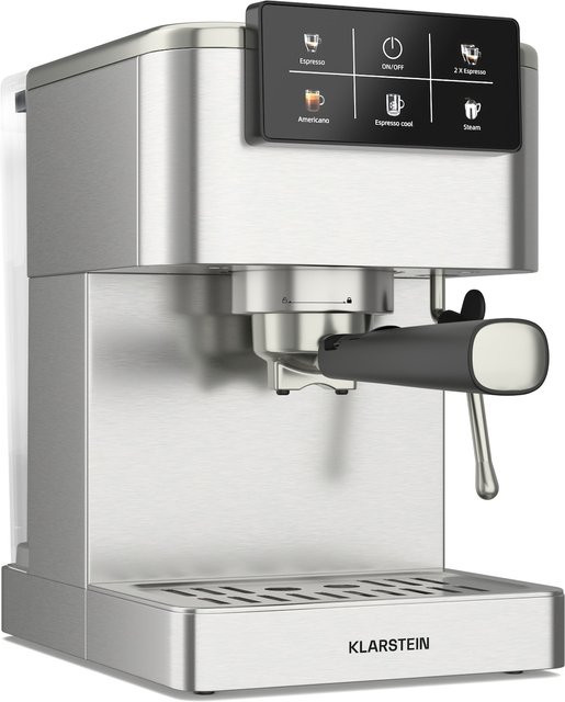 Klarstein SteelPresso Touch Siebträgermaschine mit Touch-Display in Silber aus Edelstahl mit 20 bar Druck - Bild 1