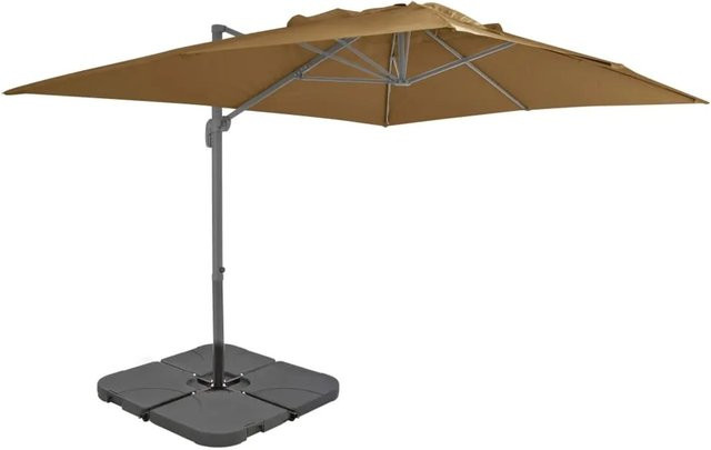 furnicato Sonnenschirm mit Schirmständer in Taupe aus Aluminium und Stahl, Durchmesser: 400 cm, Höhe: 268 cm - Bild 1
