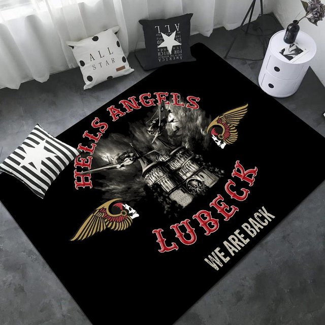 Karpetti Fußmatte Hell Angels Vintage Print Motorrad Logo, Schwarz, B/T: 60 x 40 cm - Bild 1