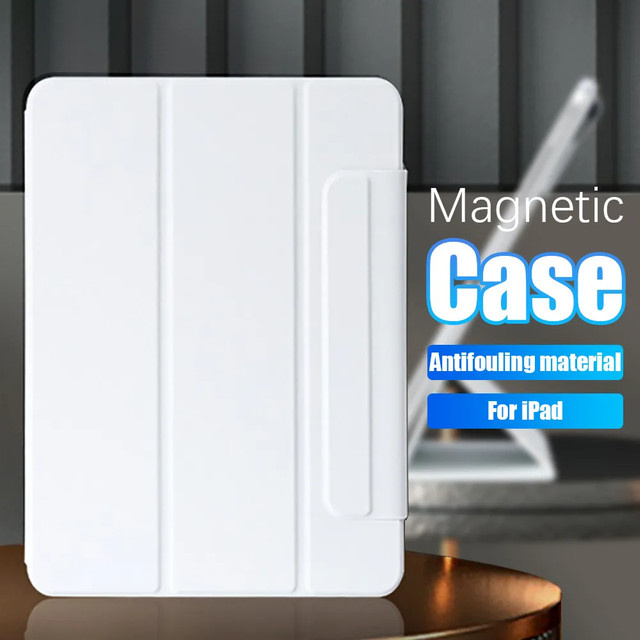IQPEA Magnetische Schutzhülle für iPad Pro 11 und 12.9 Zoll sowie iPad Air 4, 5, 6 und iPad 10. Generation in Grau oder Weiß - Bild 1