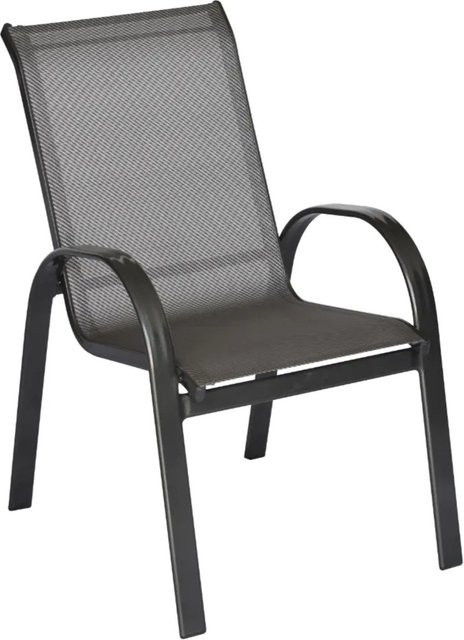 Merxx Amalfi Stapelsessel 2er-Set in Graphit-Grau aus Aluminium und Textil - Bild 1