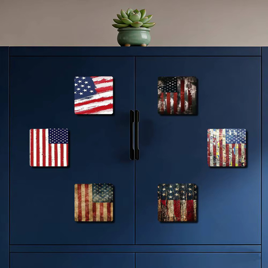 Lustige Cartoon-Tier Kühlschrankmagnete mit amerikanischem Flaggen-Design in Multicolor aus Metall - Bild 2