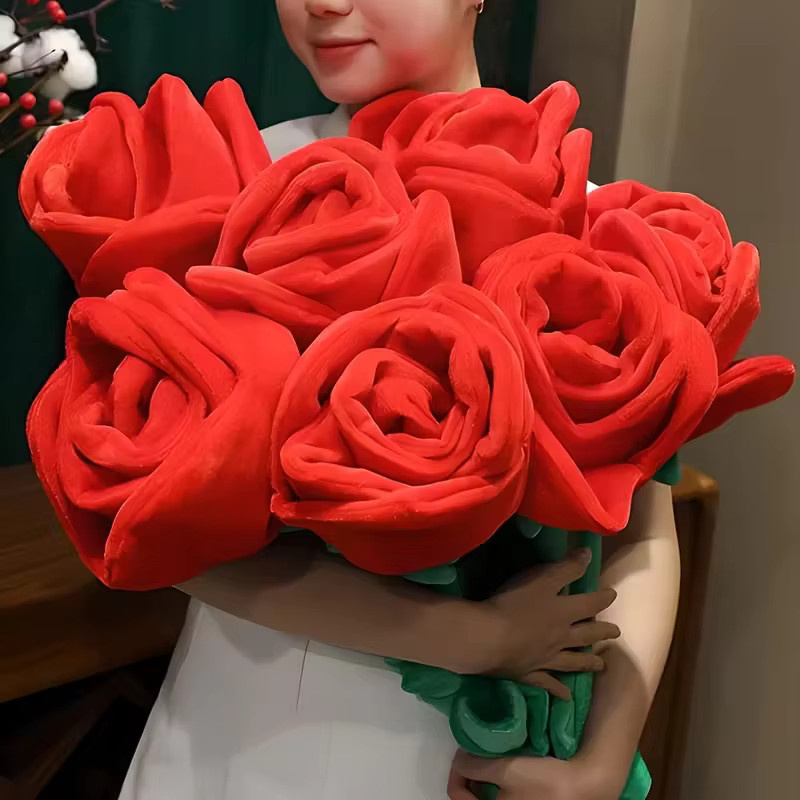 Roter künstlicher Rosenstrauß aus Stoff für deine Heimdekoration, Höhe: 85,09 cm - Bild 3