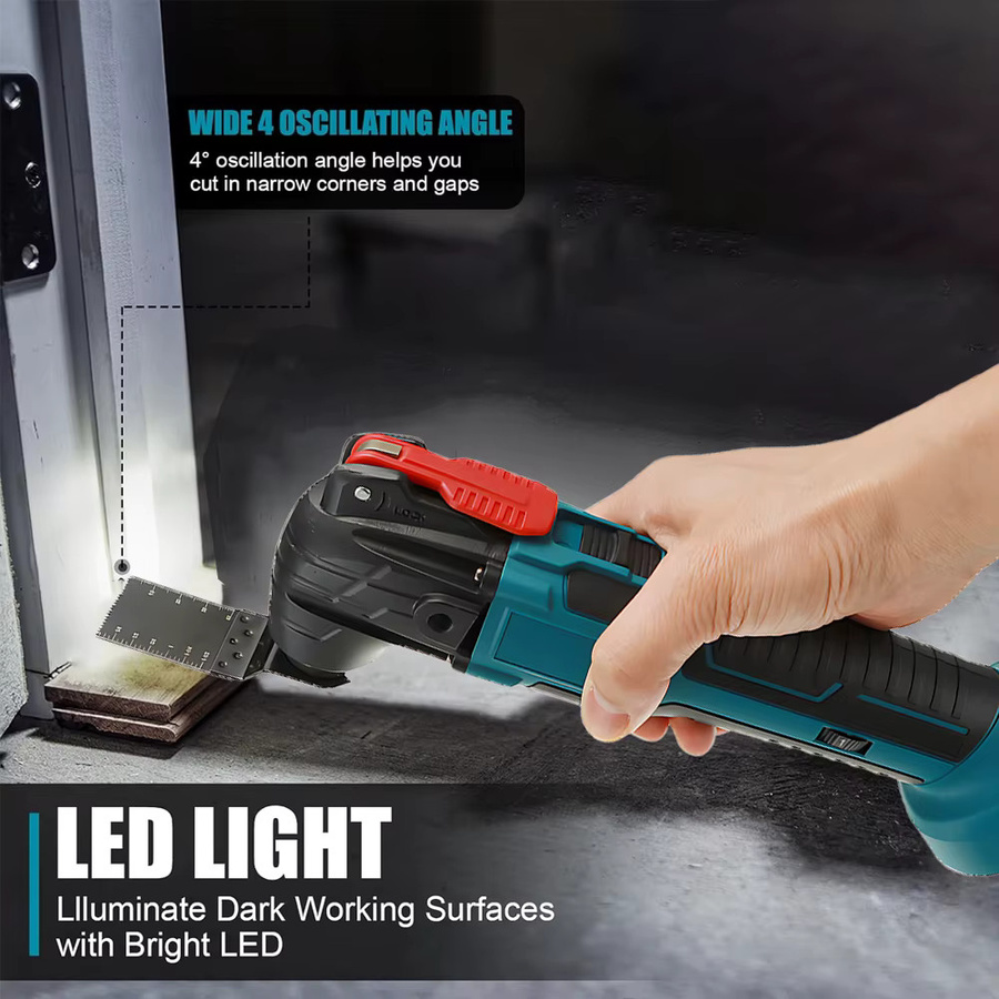 Podofo Kabelloses Oszillierendes Multifunktionswerkzeug mit 20000 U/min, Bürstloser Multitool mit 6 Geschwindigkeiten und 4 Grad Schwingung, kompatibel mit Makita 18V Akku zum Schneiden, Schleifen, Schärfen und Schaben - Bild 4