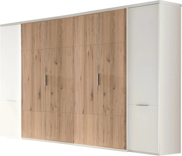 6-türiger Kleiderschrank Telmex in Eiche teilmassiv und Weiß im skandinavischen Design - Bild 1