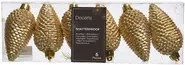Decoris Christbaumschmuck Zapfen in Gold, 6 Stück, Höhe: 4,5 cm, Breite: 8 cm - Bild 1