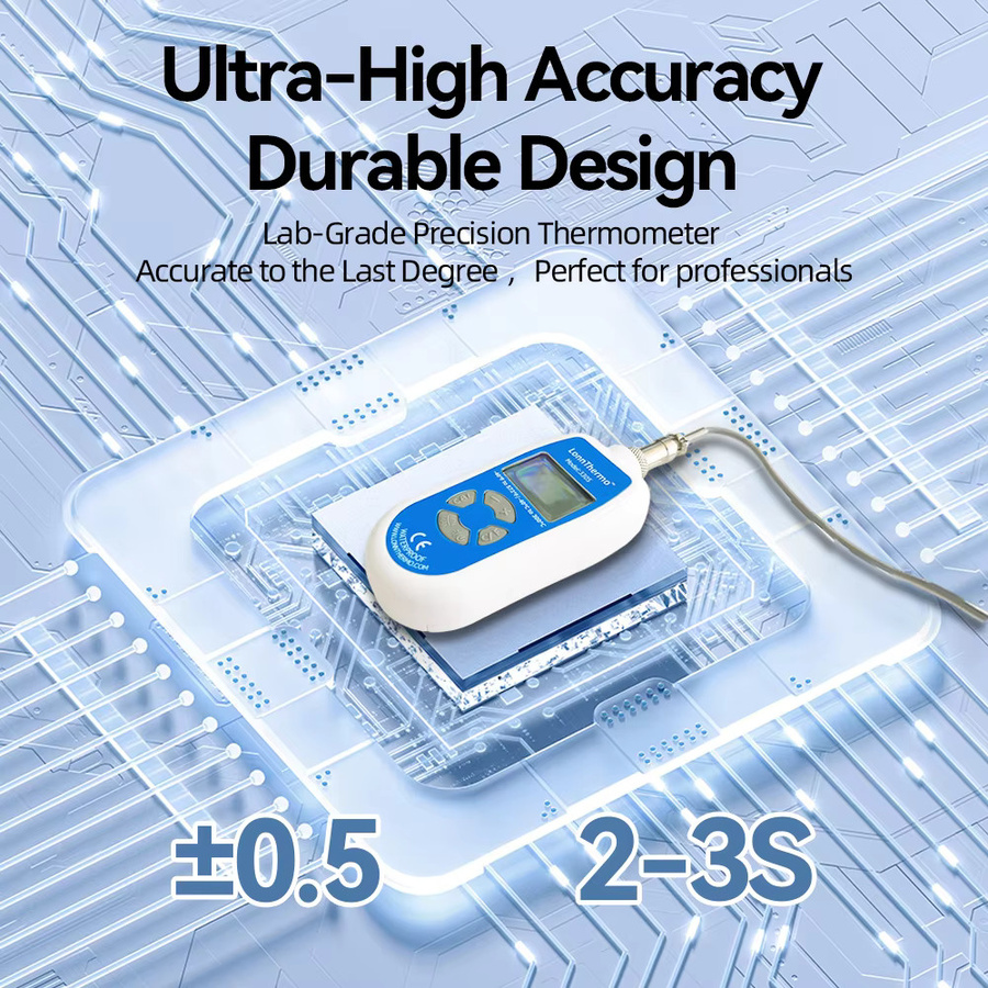 Lonn Digitales Laborthermometer mit Sonde in Weiß für industrielle Brauöfen und zum Backen - Bild 2