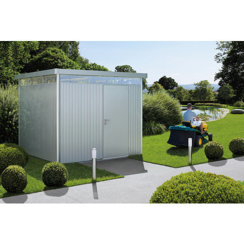 Biohort HighLine Gerätehaus aus Metall mit Einzeltür und Satteldach in Silber Metallic, B/T/H: 275 x 275 x 222 cm - Bild 3