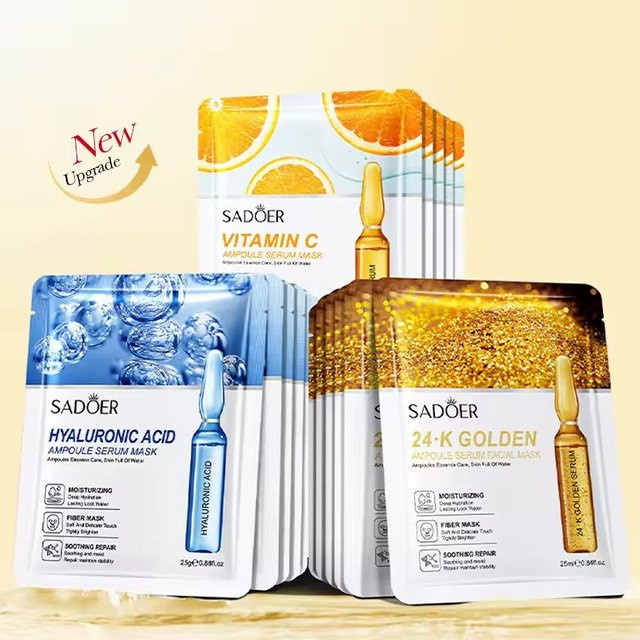 SADOER Gesichtsmaske mit Vitamin C und Hyaluronsäure, 10 Stück, Unisex - Bild 1