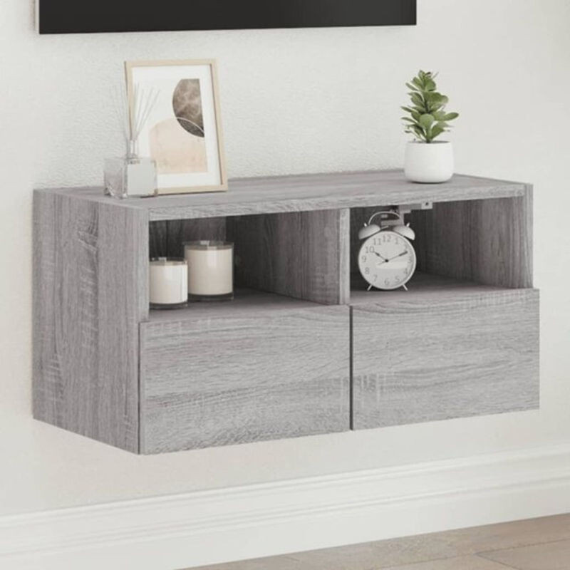 Vidaxl TV-Wandschrank Modern in Grau aus Holzwerkstoff mit Drehtüren, B/T/H: 60 x 30 x 30 cm - Bild 1