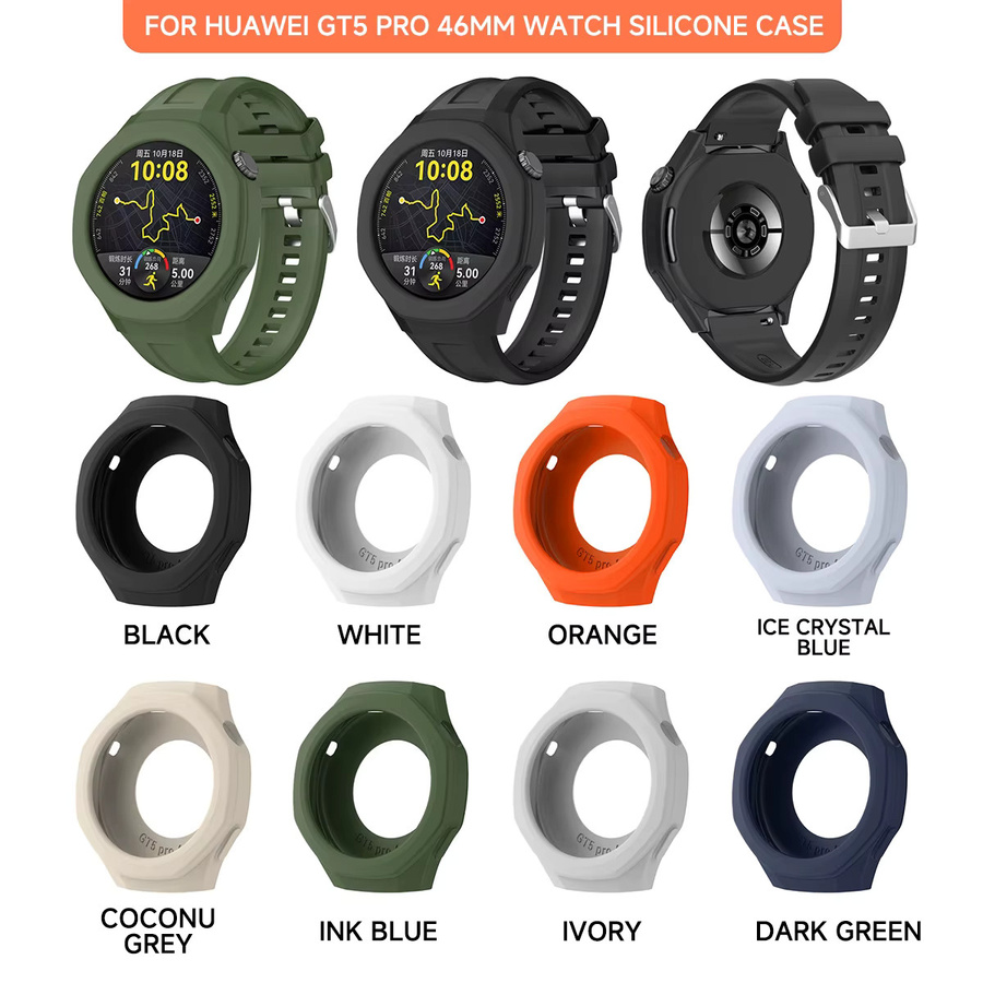 CAOWTAN Uhren-Schutzhülle Silikon, Schwarz, Huawei GT5 Pro 42mm 46mm GT4 41mm - Bild 4