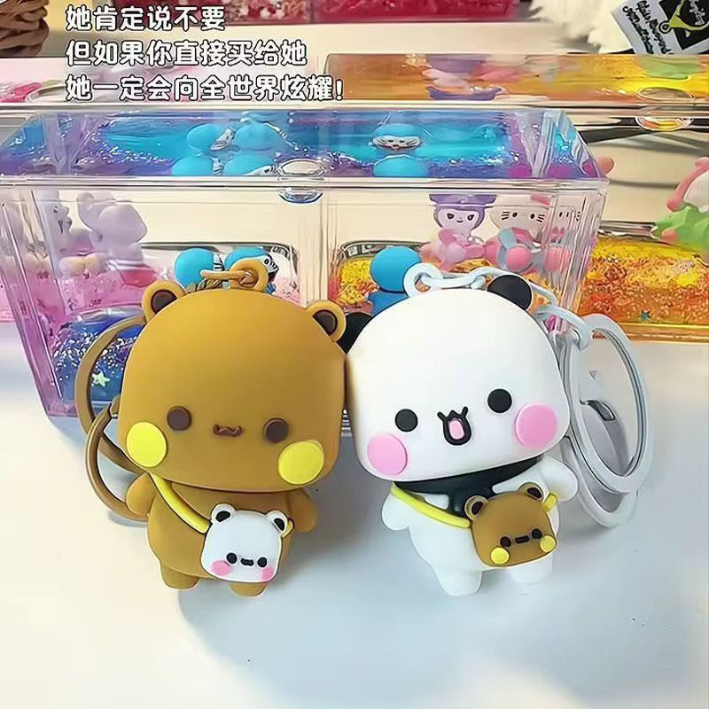 Schlüsselanhänger Panda Bubu und Yier, Cartoon-Bären-Puppe, Unisex - Bild 2
