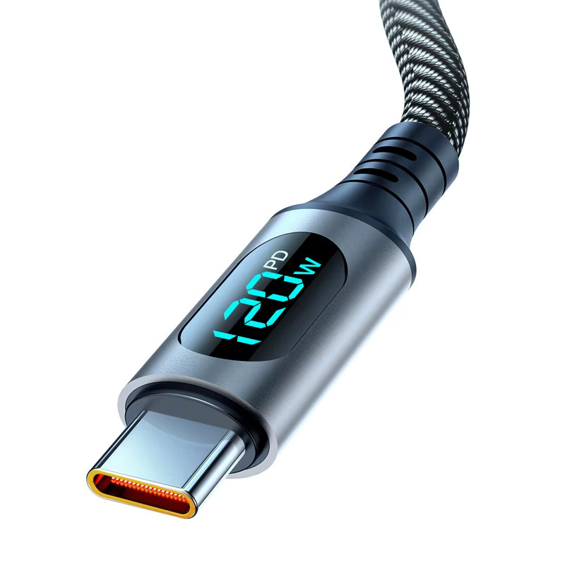 PD100W USB Typ C zu USB C Ladekabel mit LED-Digitalanzeige in Schwarz für Xiaomi, Huawei, Samsung und OnePlus - Bild 6