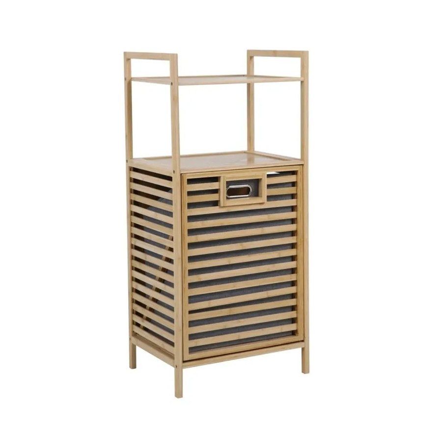 Svita Puvi 2in1 Badregal aus Bambus mit Wäschekorb in Beige und Grau - Bild 2