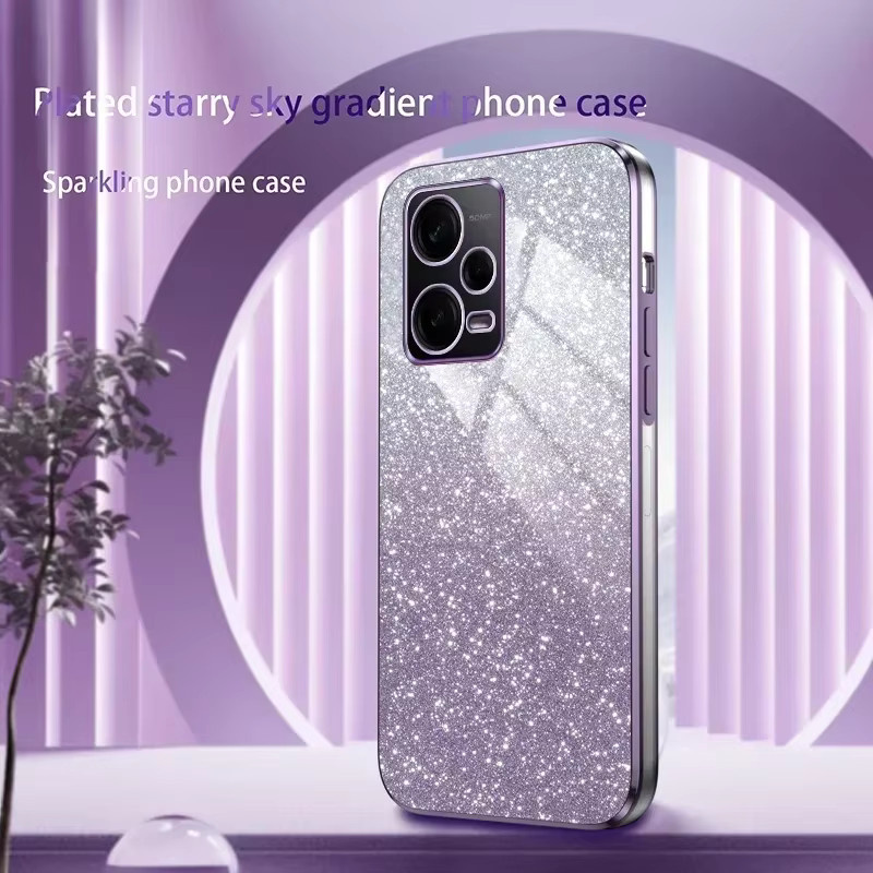 Stoßfeste Handyhülle mit Luxus Gradient Glitter Beschichtung für Xiaomi Redmi Note 13 12 11 10 Pro Serie in Multicolour und Purple - Bild 3