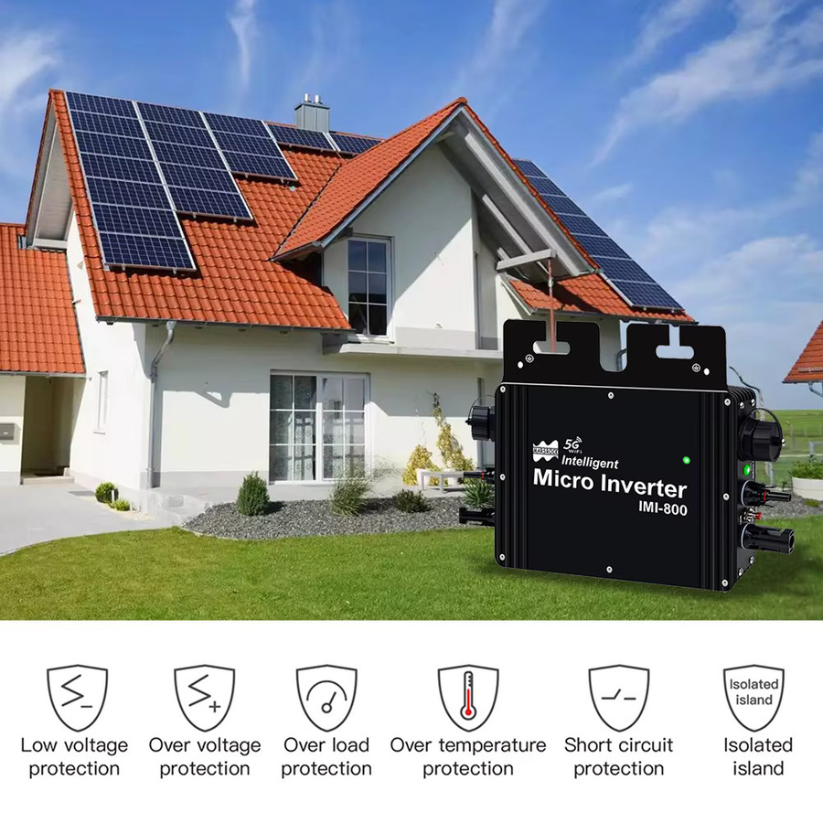 800 W MPPT Grid Tie Micro Solar Inverter mit WLAN und IP65 Schutz, 22–50 VDC Solarpanel Eingang für 120 VAC oder 230 VAC, Schwarz - Bild 5