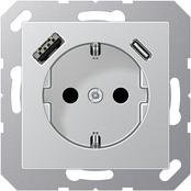 Jung SCHUKO Steckdose mit USB Typ A in Weiß - Bild 1