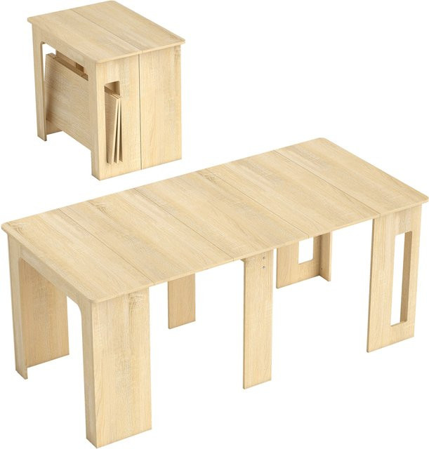HOMCOM Ausziehbarer Esstisch Modern für bis zu 6 Personen, Rechteckiger Küchentisch in Natur, B/T/H: 60-180 x 85 x 76 cm - Bild 1
