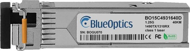 BlueOptics SFP Transceiver BO15C4931640D kompatibel mit RAD SFP-21BED, LC-Simplex, 1000BASE-BX-D, Singlemode Fiber, TX1490nm/RX1310nm, 40KM, DDM, Farbe: Silber - Bild 1