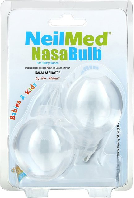 NeilMed NasaBulb Nasensauger für Babys und Kinder, 2er-Pack, Weiß, 50 ml pro Stück, BPA-frei aus Silikon - Bild 1
