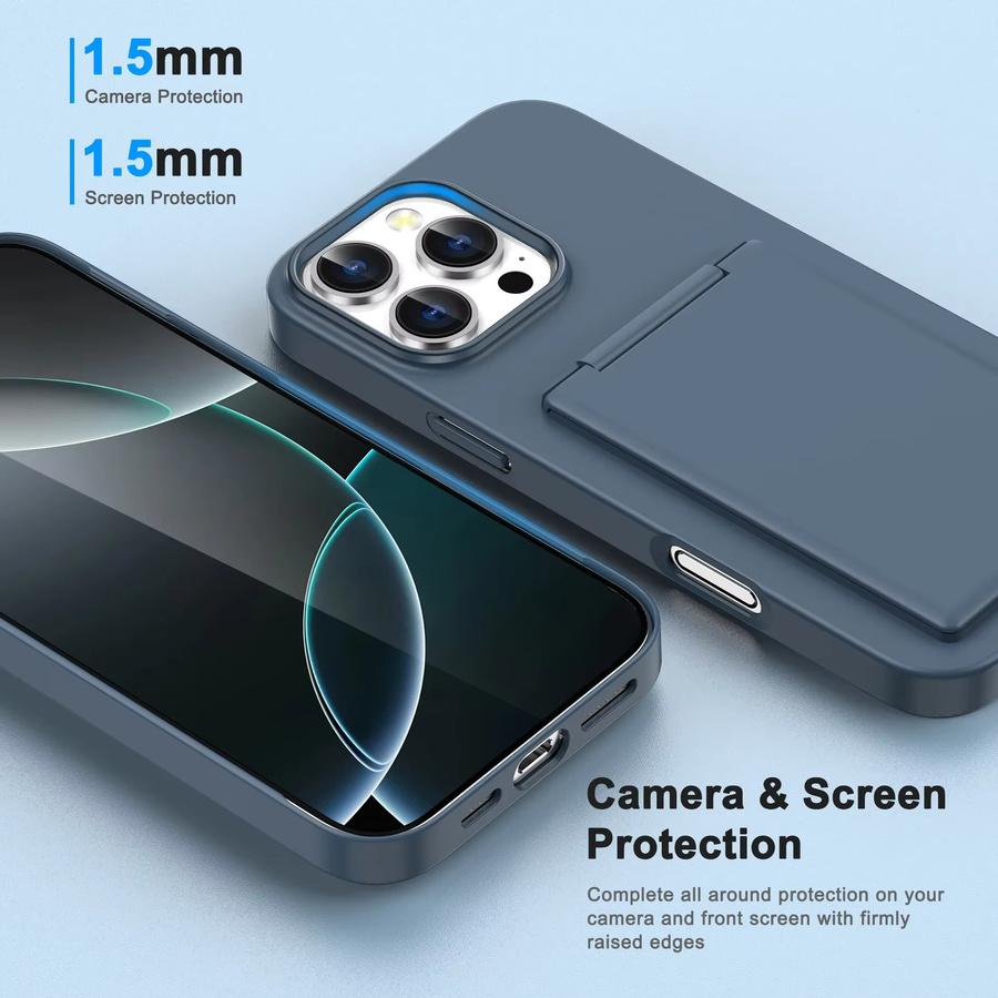 szHAIyu Handyhülle mit Kartenhalter und Ständer für iPhone 16 Plus, 15, 14, 13, 12 Pro Max in Schwarz, stoßfeste Schutzhülle - Bild 2
