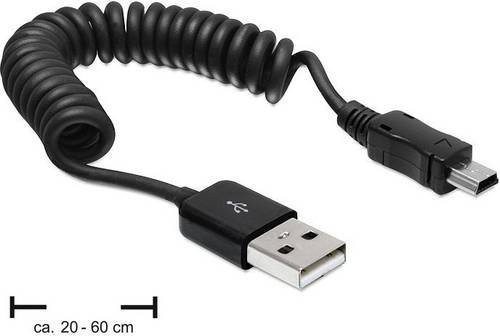 Delock USB 2.0 Kabel mit USB-A und Mini-USB Stecker Schwarz 0,60 m - Bild 1