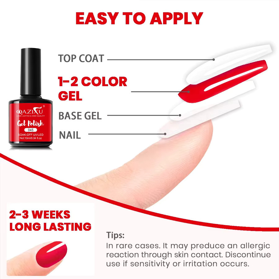 QAZIXU Nagellack, Red, Glänzend, 10 ml - Bild 5