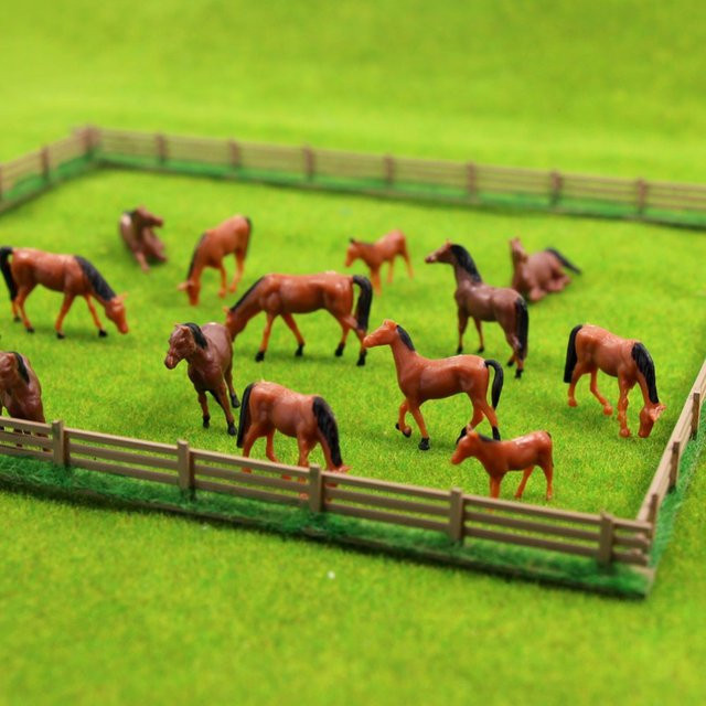 TERAYSUN Miniatur Pferde Modell, Bauernhof Tiere, 6-teiliges Set, H0 Skala 1:87 - Bild 1