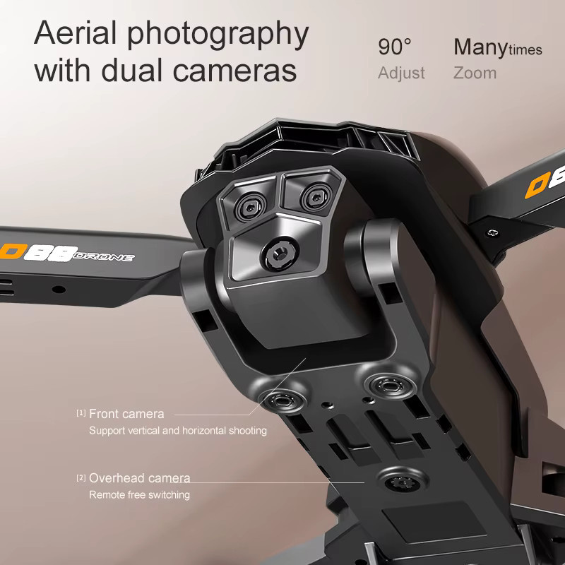 FACEGLE D88 Drohne mit Optical Flow Version, faltbarer Quadcopter in Orange mit zwei Kameras und Sechs-Achsen-Gyroskop - Bild 4