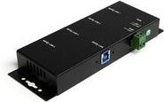 StarTech.com Industrieller 4 Port USB 3.0 SuperSpeed Hub in Schwarz für Desktop-Anwendungen - Bild 1