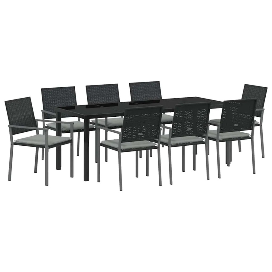 vidaXL Garten Essgruppe 9-teilig aus Poly Rattan und Glas in Schwarz und Anthrazit - Bild 2