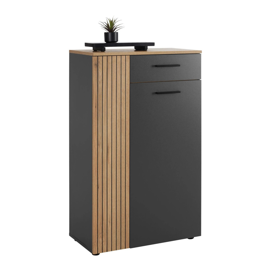 Mömax Schuhschrank Cadix in Anthrazit und Eichefarben mit Türen und Schubladen, B/T/H: 110 x 36 x 69 cm - Bild 2