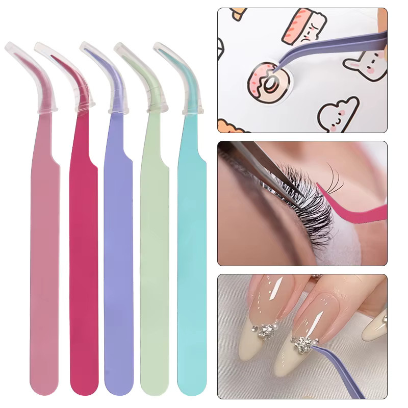 myaokue-up Pinzette für Wimpernverlängerung und Nail Art, Edelstahl - Bild 1