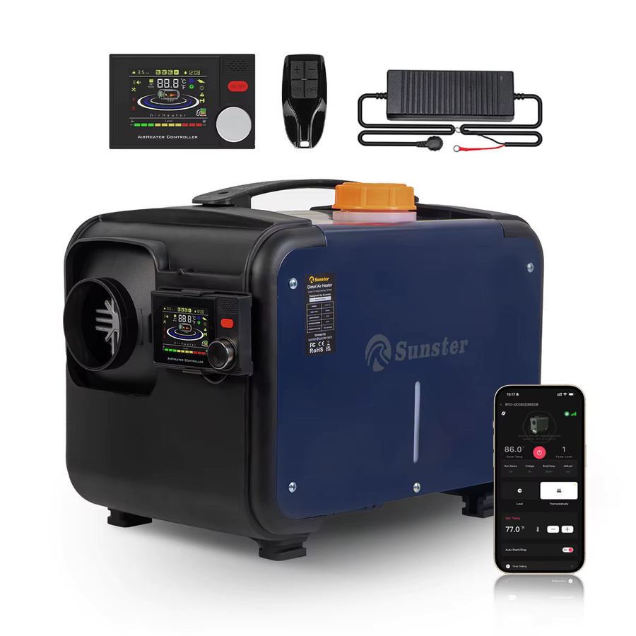 Sunster 8KW Diesel-Luftheizung mit Bluetooth-App-Steuerung und LCD-Display für 12V/24V/220V, geräuscharme Nachtzimmheizung mit Auto-Thermostat für Garage, LKW und Anhänger - Bild 6