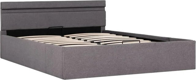 vidaXL Stauraumbett mit Hydraulik, LED-Beleuchtung und USB-Anschluss, Taupe Stoff, B/T/H: 120 x 200 cm - Bild 1
