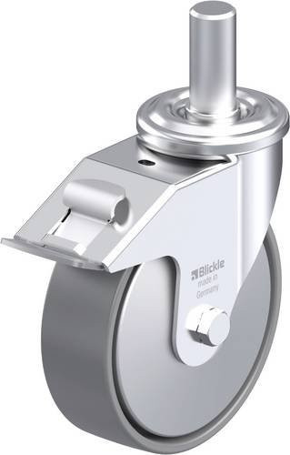 Blickle Stahlblech-Lenkrolle LEZ-PO 160G-27-FI-ELS-FA in Silber/Grau mit 160 mm Rad-Durchmesser und 300 kg Tragfähigkeit - Bild 1
