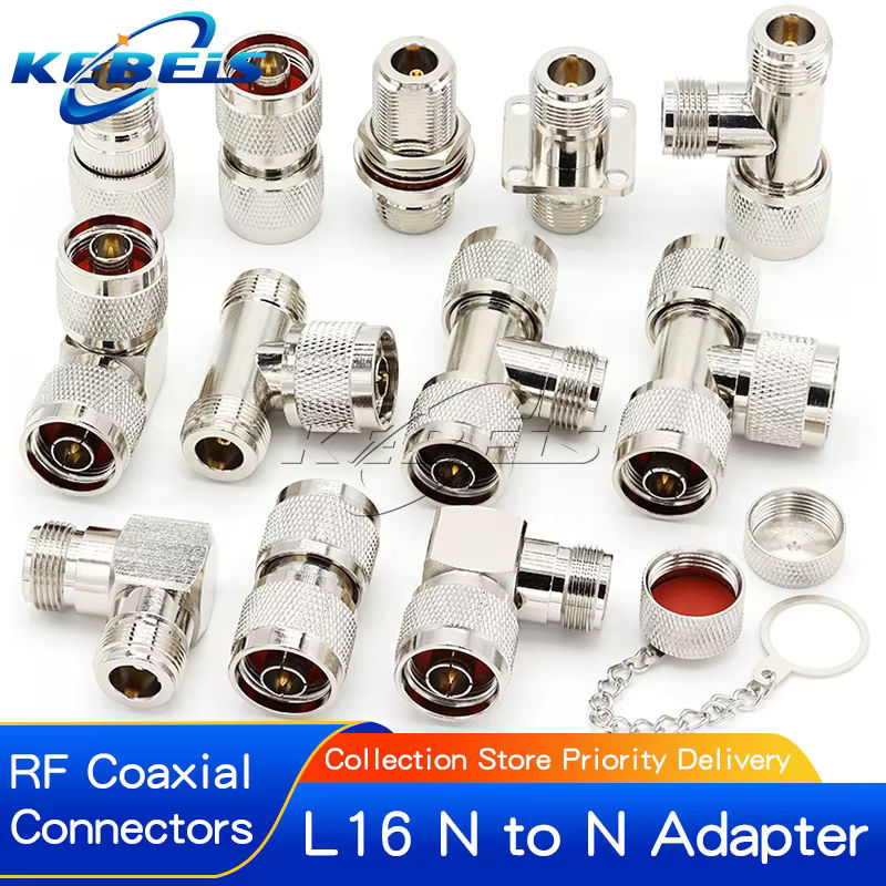 KEBEIS N-Typ auf N-Stecker 3-Wege-Verteiler T-Typ RF-Koaxialadapter 90-Grad-Winkel Flansch in Silber - Bild 3
