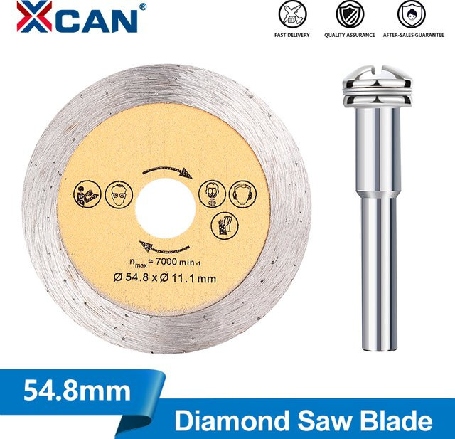 XCAN Diamantsägeblatt Mini-Kreissägeblatt Holztrennscheibe für Marmor, Keramik, Beton und Granit, Farbe: Silber, Durchmesser: 54,8 mm - Bild 1