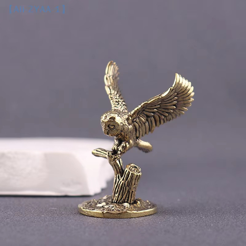 JETTING Retro Eulen-Figur aus Messing in Gold als antikes Desktop-Ornament für deine Dekoration - Bild 1