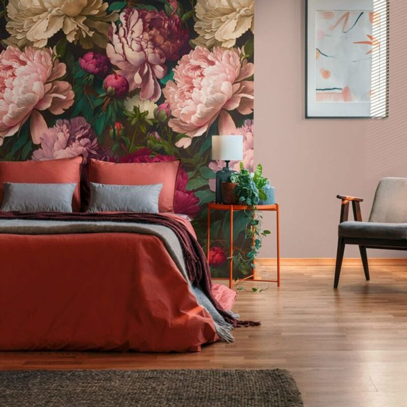 Profhome Fototapete 398621 Heißgeprägte Vliestapete mit Blumenmuster in Rosa, Rot, Pink und Grün-braun, B: 159 cm x H: 280 cm - Bild 1