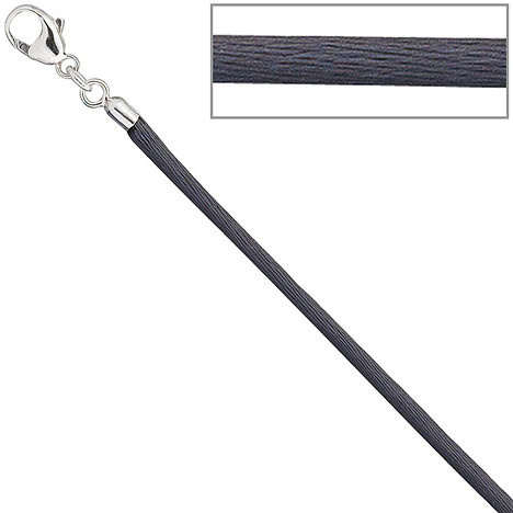 Colfem Halskette Seide, grau, 925 Silber, 42 cm, Unisex - Bild 1